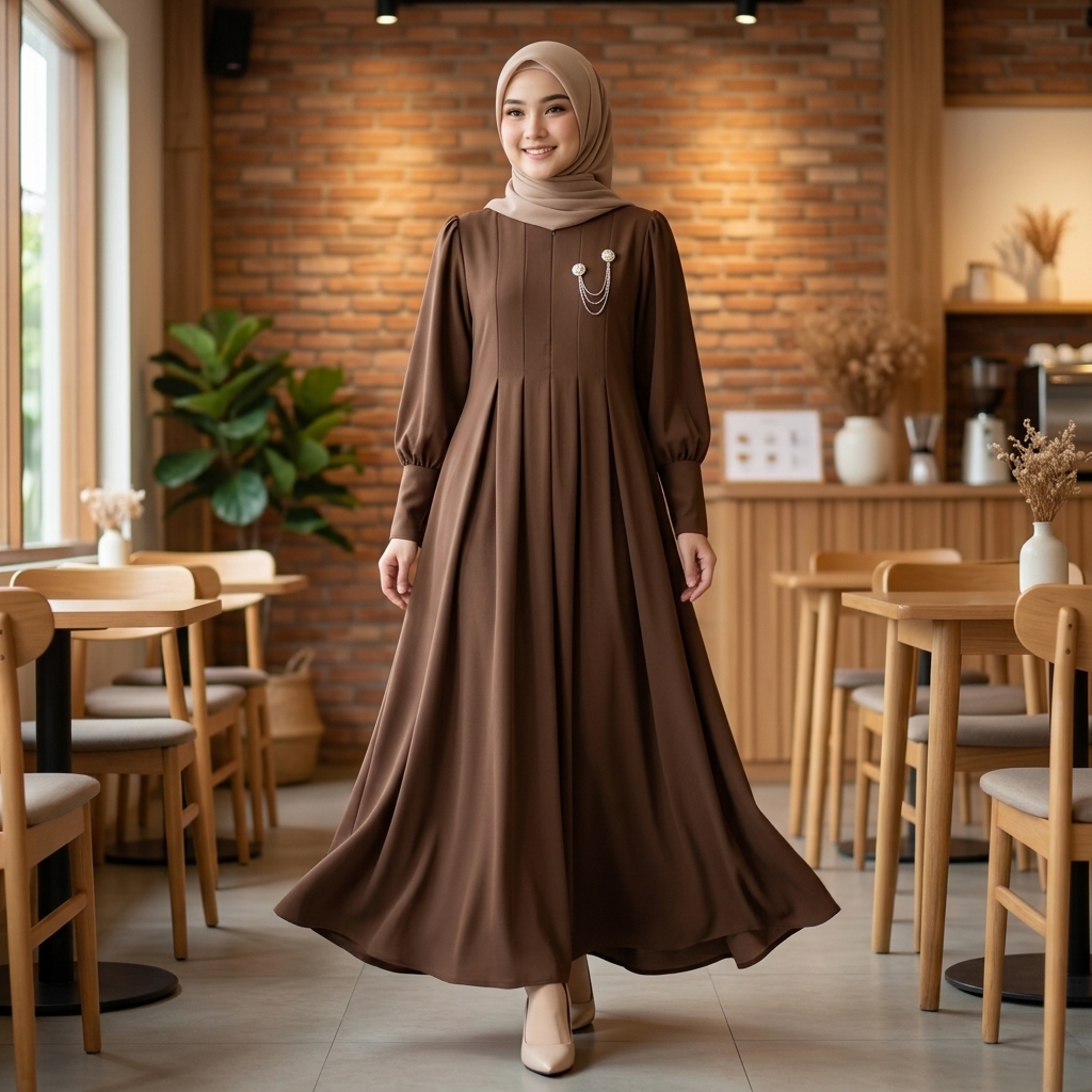Iklip Collection Shaza Dress Gamis Polos Casual | Bahan Sabrina Anti UV | Busui & Wudhu Friendly