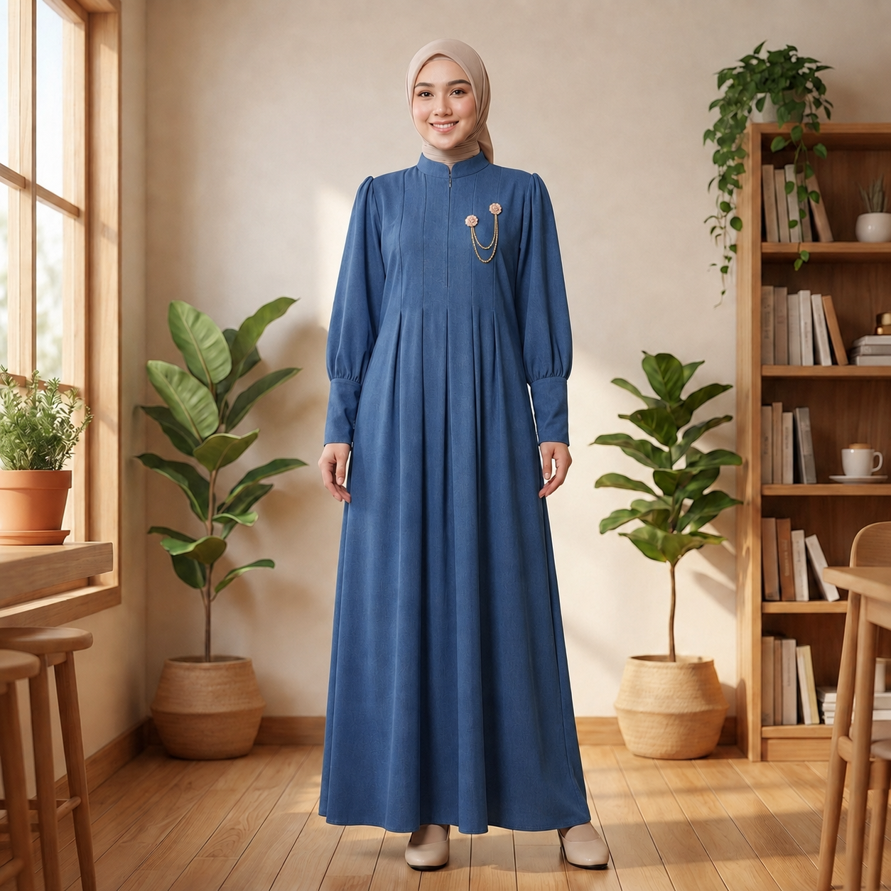 Iklip Collection Shaza Dress Gamis Polos Casual | Bahan Sabrina Anti UV | Busui & Wudhu Friendly